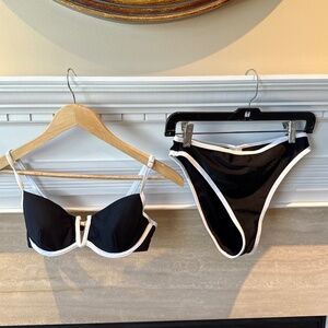 Black and White Two Piece Swim Suit